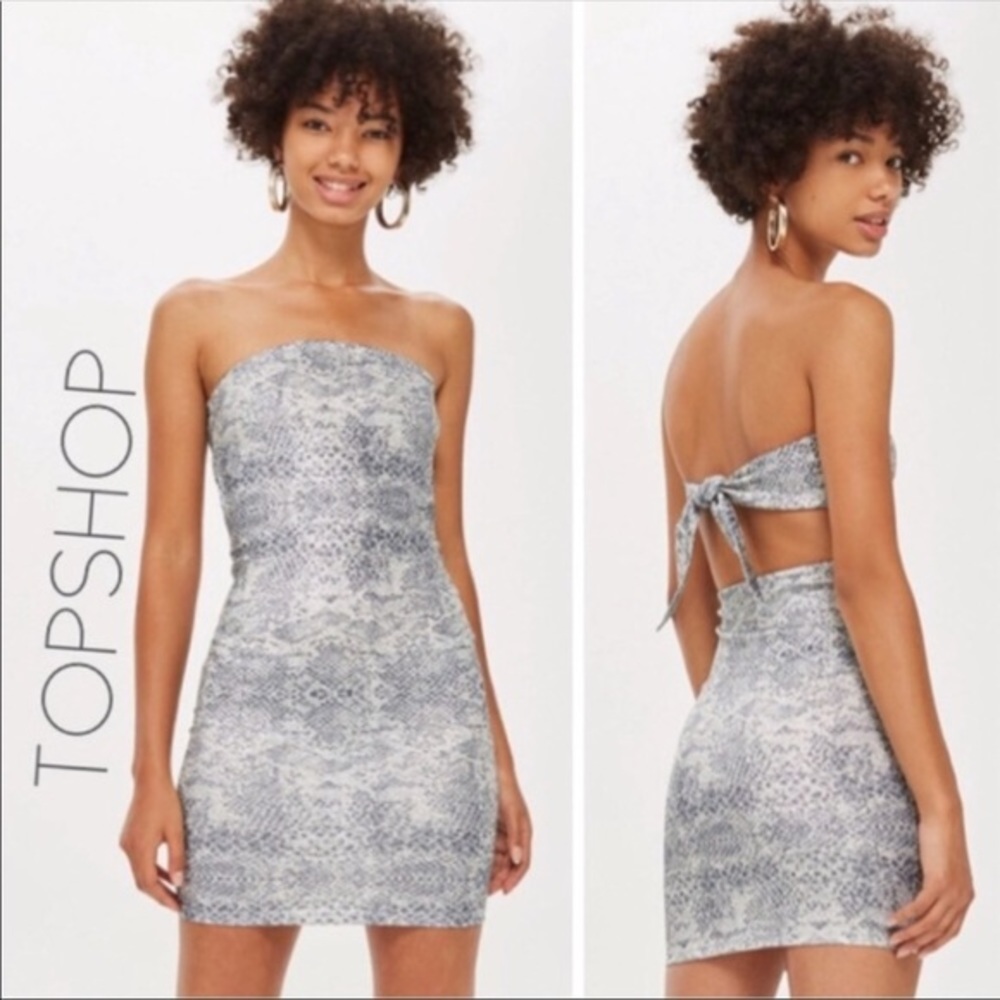 NWT Topshop snake open back strapless dress 12 Large free shipping
